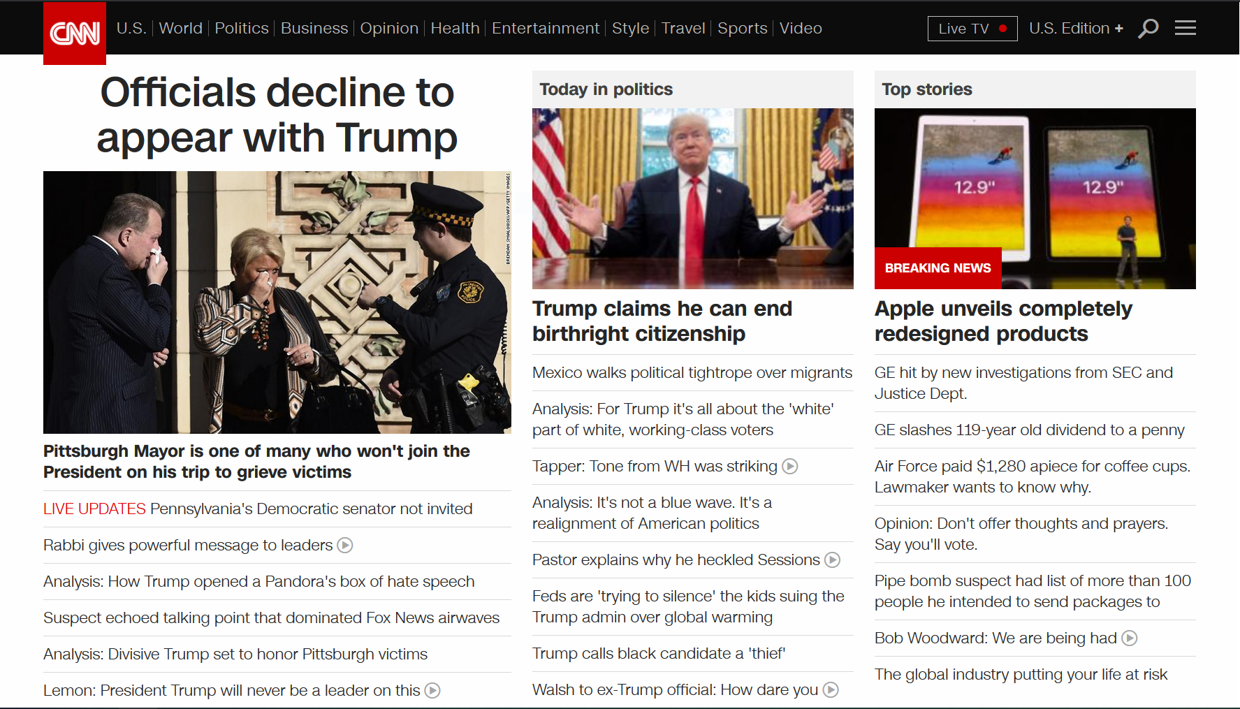 CNN Website with stylesheets